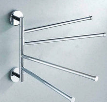 Load image into Gallery viewer, 4 Tier Swivel Towel Rail Chrome Wall Mounted Towel Bars
