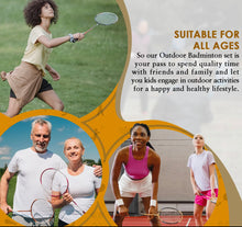 Load image into Gallery viewer, Badminton Set 4 Rackets, Shuttlecocks, Poles and Net