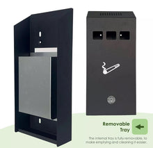 Load image into Gallery viewer, Slim Wall Mounted Outdoor Ashtray Cigarette Steel Bin
