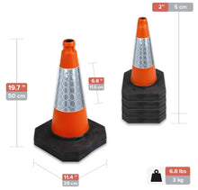 Load image into Gallery viewer, 4 x 1-Piece Orange Road Traffic Cone - High Quality Reflective Sleeves