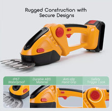 Load image into Gallery viewer, 21V Cordless Mini Hedge Trimmer 2in1 Grass Shear With 2 Batteries