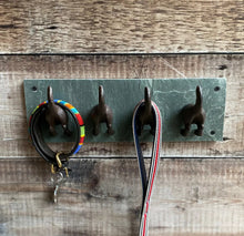 Load image into Gallery viewer, Dog Tail Wall Hooks Cast Iron & Slate