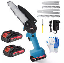Load image into Gallery viewer, Cordless Mini Chainsaw 4” 6” Wood Cutter 2 Batteries