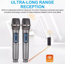 Load image into Gallery viewer, 2x Wireless Microphone UHF Rechargeable Cordless Handheld Mic Karaoke
