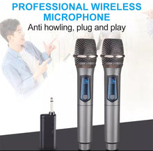 Load image into Gallery viewer, 2x Wireless Microphone UHF Rechargeable Cordless Handheld Mic Karaoke