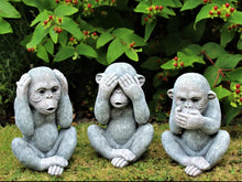 Load image into Gallery viewer, 3 Three Wise Monkeys Outdoor or Indoor 9.5β Garden Ornaments