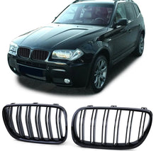Load image into Gallery viewer, PAIR GLOSS BLACK FRONT KIDNEY GRILL GRILLES FOR BMW X3 E83 2007-2010