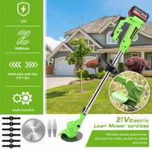 Load image into Gallery viewer, 21V Cordless Strimmer Grass Trimmer Weed Cutter, Edger & 2 Batteries