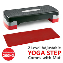 Load image into Gallery viewer, Yoga Gym Stepper &amp; Mat Home Fitness Aerobic Exercise 2 Level Adjustable Step