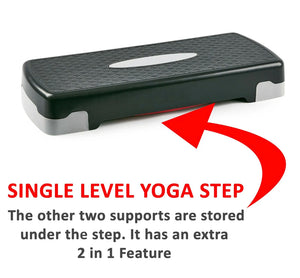 Yoga Gym Stepper & Mat Home Fitness Aerobic Exercise 2 Level Adjustable Step