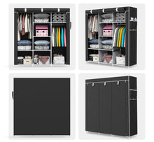 Load image into Gallery viewer, Canvas Fabric Wardrobe Shelving Storage Cupboard With Hanging Rail