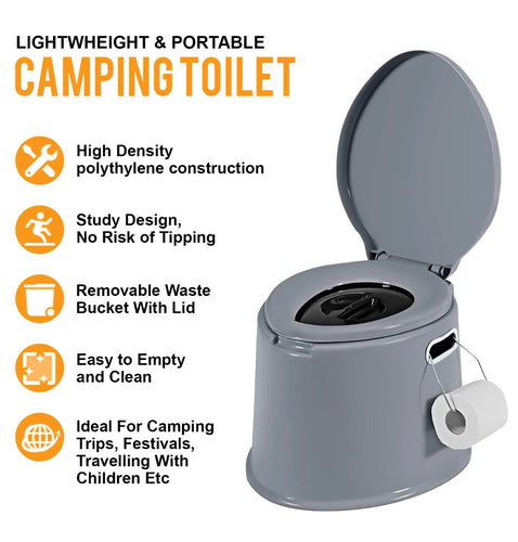 6L Portable Camping Toilet Compact Loo for Outdoors