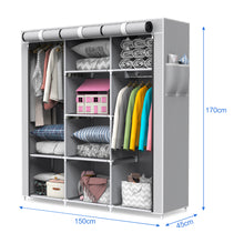 Load image into Gallery viewer, Canvas Fabric Wardrobe Shelving Storage Cupboard With Hanging Rail