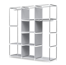 Load image into Gallery viewer, Canvas Fabric Wardrobe Shelving Storage Cupboard With Hanging Rail