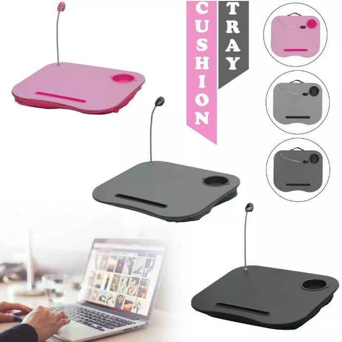 Laptop Tray Cushion with Easy Reading Table CupHolder and LED Light Work Station