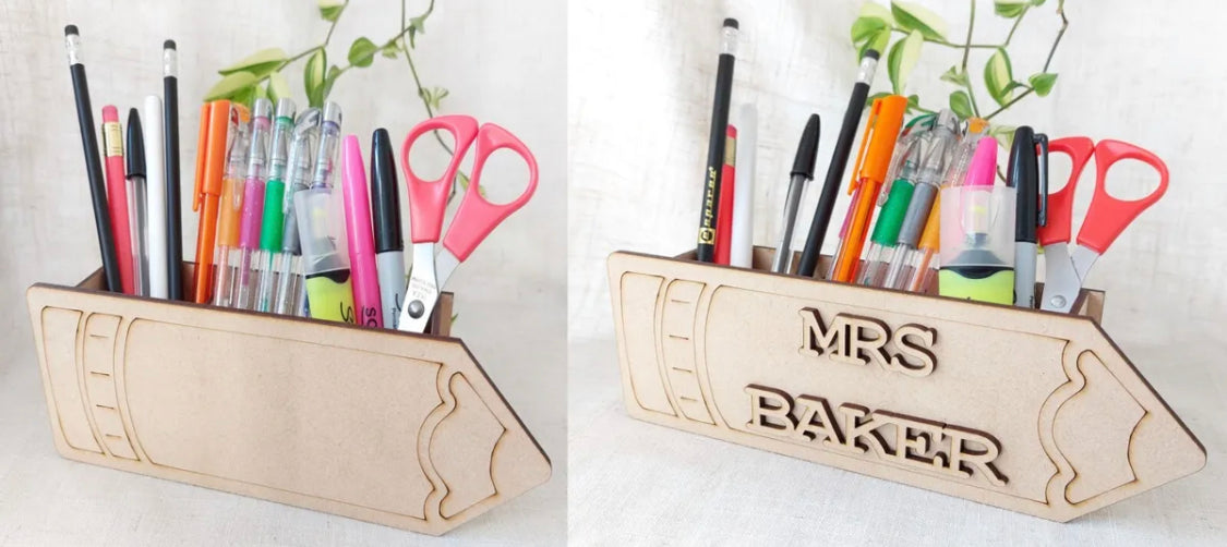 Personalised Wooden Pencil Shape Pen Pot Holder desk organiser valu 2u