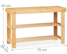 Load image into Gallery viewer, 3 Tier Shoe Rack Seating Bench Hallway Storage Organiser Holder Stand Bamboo