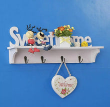 Load image into Gallery viewer, Wall Mounted Sweet Home Shelf & Hooks Key Holder
