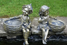 Load image into Gallery viewer, Garden Ornament Planters or Bird Feeders Cherubs Boy & Girl