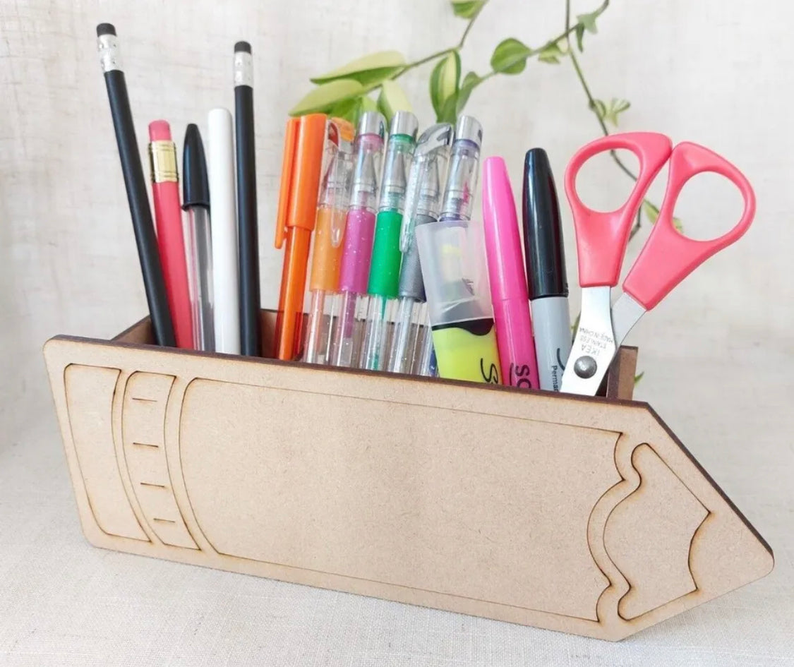 Personalised Wooden Pencil Shape Pen Pot Holder desk organiser valu 2u