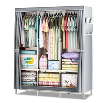 Load image into Gallery viewer, Canvas Covered Wardrobe Metal Frame Portable Storage