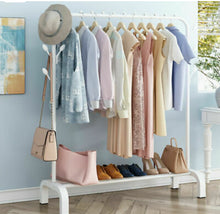 Load image into Gallery viewer, Metal Clothes Rail Rack with Shoe Shelf
