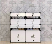 Load image into Gallery viewer, 8 Cube Shoe Rack Multi Use Modular Organiser Storage Plastic Cabinet