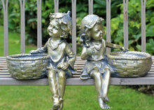 Load image into Gallery viewer, Garden Ornament Planters or Bird Feeders Cherubs Boy & Girl