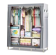 Load image into Gallery viewer, Canvas Covered Wardrobe Metal Frame Portable Storage
