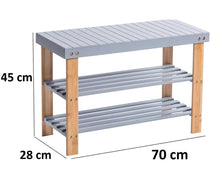 Load image into Gallery viewer, 3 Tier Shoe Rack Seating Bench Hallway Storage Organiser Holder Stand Bamboo