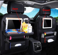 Load image into Gallery viewer, 2 x Leather PU Car Seat Back Organiser Storage Foldable Table Tray