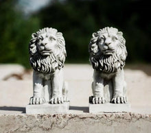 Load image into Gallery viewer, 2 x Lions Garden Ornaments Stone Effect Statues