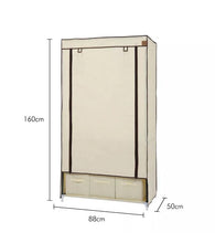 Load image into Gallery viewer, Fabric Canvas Wardrobe with Drawers & Hanging Rail Clothes Storage Cupboard 88x45x170cm | 3 Drawers Included