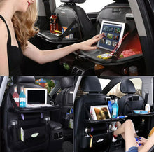 Load image into Gallery viewer, 2 x Leather PU Car Seat Back Organiser Storage Foldable Table Tray