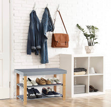 Load image into Gallery viewer, 3 Tier Shoe Rack Seating Bench Hallway Storage Organiser Holder Stand Bamboo