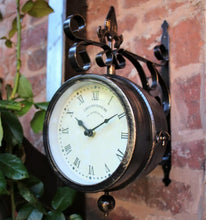 Load image into Gallery viewer, Garden Station Outdoor Wall Clock Thermometer Double Sided