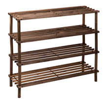 Load image into Gallery viewer, 4 Tier Wooden Slated Shoe Rack Holder Natural, Walnut or Dark Wood