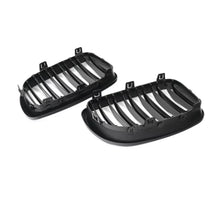 Load image into Gallery viewer, PAIR GLOSS BLACK FRONT KIDNEY GRILL GRILLES FOR 08-13 BMW E81 E82 E87 E88 1 Series Gloss Black Dual Slat