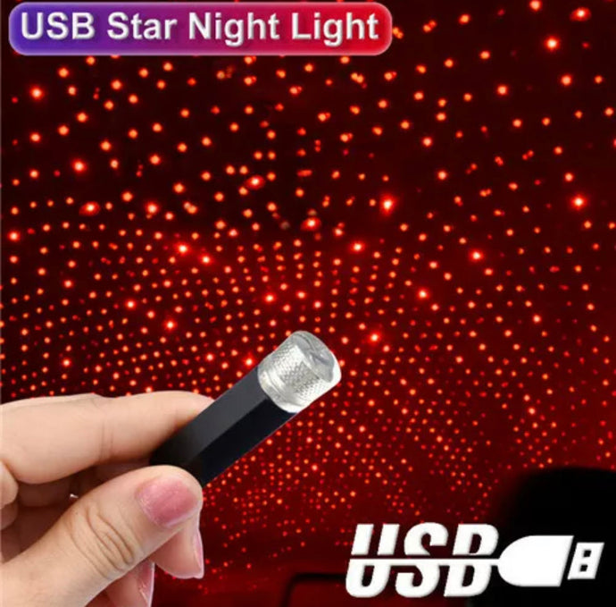 USB LED Car Roof Interior Atmosphere Red Star Night Light