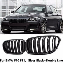 Load image into Gallery viewer, 2 x Gloss Black Kidney Grills For BMW F10 F11 5 Series Twin Bar Slat M5 Look