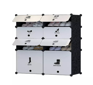DIY 8 Cube Shoe Rack Multi Use Modular Organiser Storage Plastic Cabinet