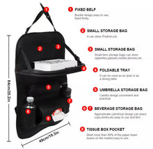 Load image into Gallery viewer, 2 x Leather PU Car Seat Back Organiser Storage Foldable Table Tray