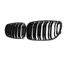 Load image into Gallery viewer, PAIR GLOSS BLACK FRONT KIDNEY GRILL GRILLES FOR 08-13 BMW E81 E82 E87 E88 1 Series Gloss Black Dual Slat