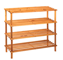 Load image into Gallery viewer, 4 Tier Wooden Slated Shoe Rack Holder Natural, Walnut or Dark Wood