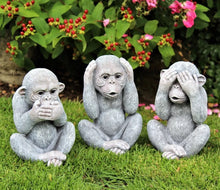 Load image into Gallery viewer, 3 Three Wise Monkeys Outdoor or Indoor 9.5β Garden Ornaments