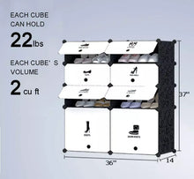 Load image into Gallery viewer, DIY 8 Cube Shoe Rack Multi Use Modular Organiser Storage Plastic Cabinet