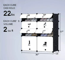 Load image into Gallery viewer, 8 Cube Shoe Rack Multi Use Modular Organiser Storage Plastic Cabinet