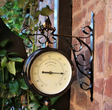 Load image into Gallery viewer, Garden Station Outdoor Wall Clock Thermometer Double Sided