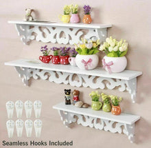 Load image into Gallery viewer, Set of 3 White Floating Wall Shelves Wall Wooden Unit