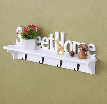 Load image into Gallery viewer, Wall Mounted Sweet Home Shelf & Hooks Key Holder
